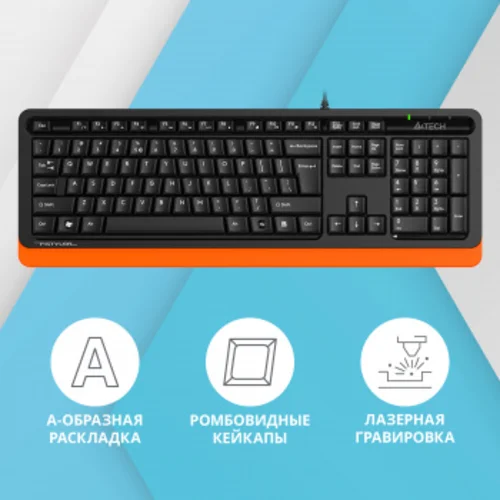 Клавиатура A4Tech Fstyler FKS10 черный/оранжевый USB Клавиатура A4Tech Fstyler FKS10 черный/оранжевый USB